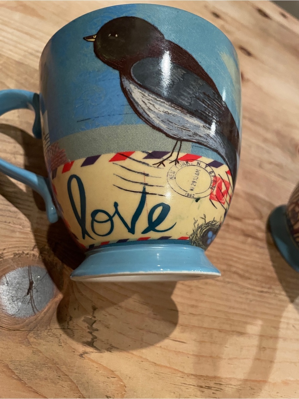 BluPenny set Co-op matching oversized mugs artist music nature colorful VTG